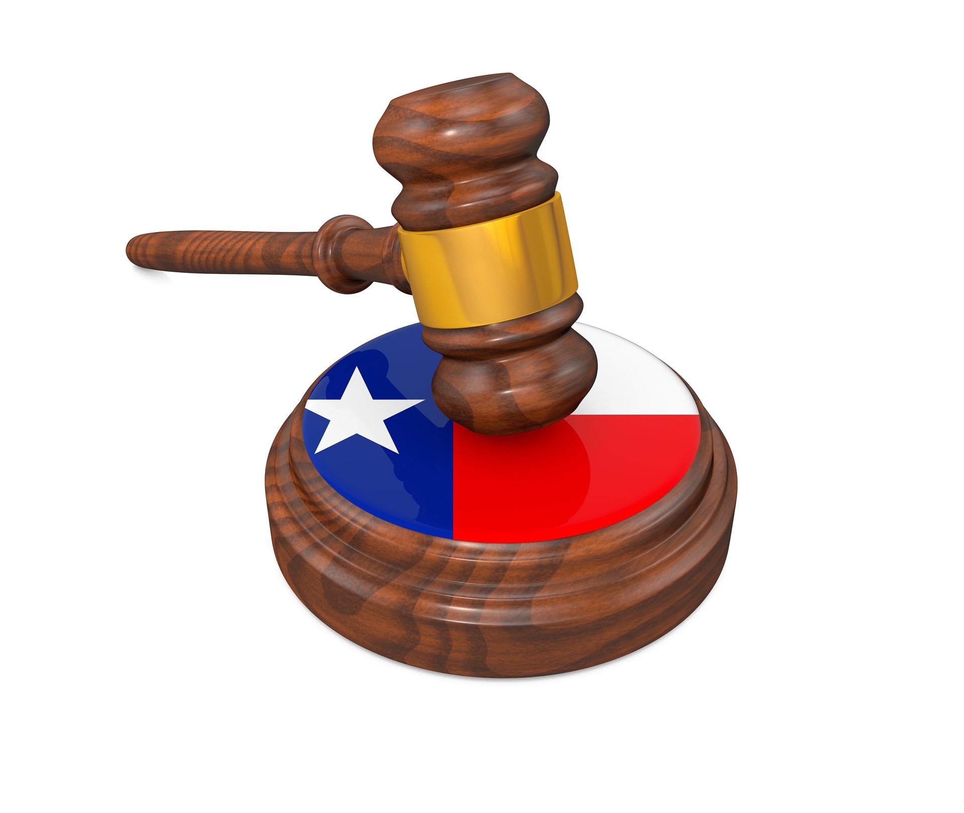 Texas Law Concept - Texas Flag Judge's Gavel